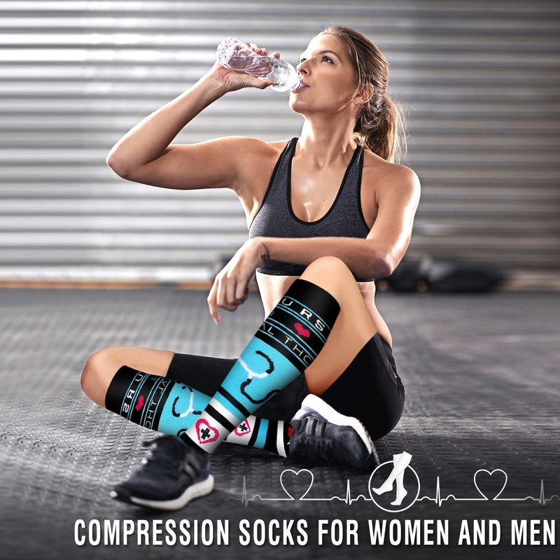 6 Pack Copper Compression Socks for Women and Men Circulation-Best Support for M1