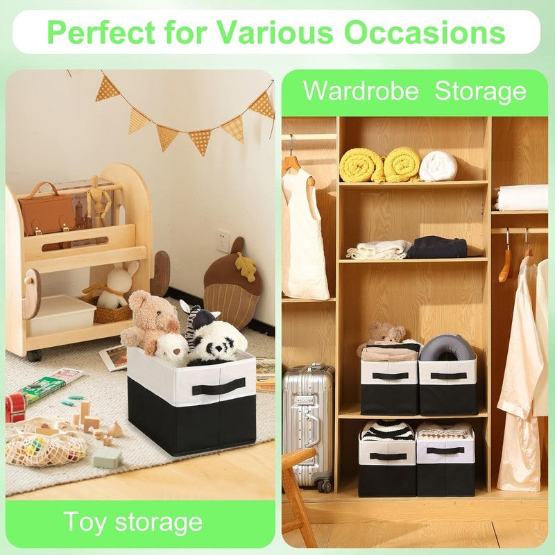 4 Pack Large Fabric Storage Bins with Handles, Collapsible Closet Cubes Black4