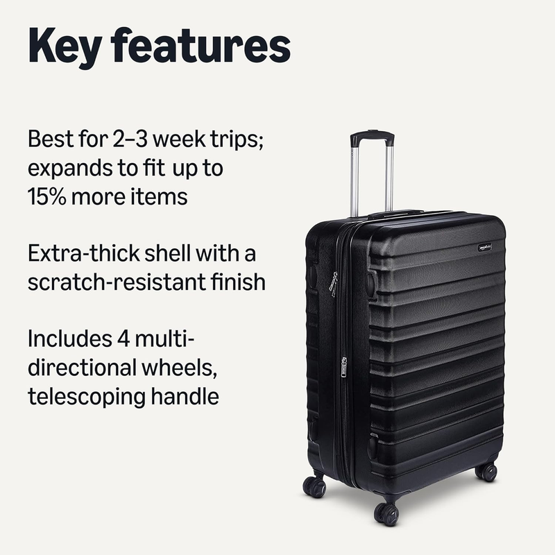 30in Large Checked Hardside Luggage Expandable Spinner Black1