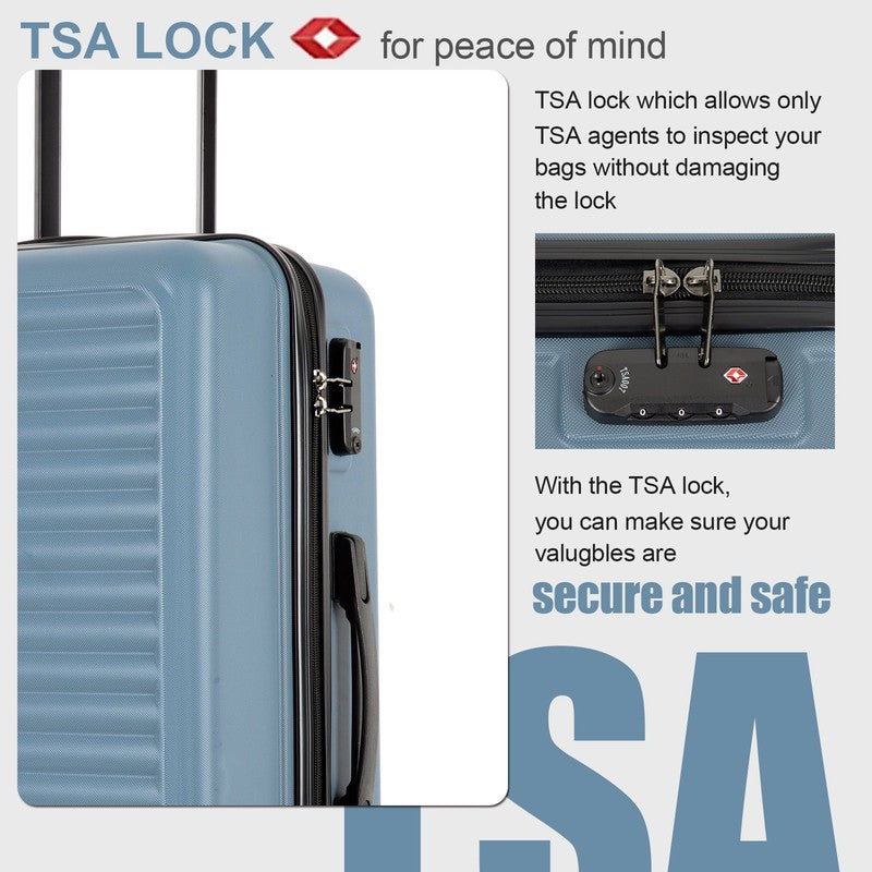 3 Piece Hardside Luggage Set Hardshell Lightweight Suitcase with TSA Lock Spinne4