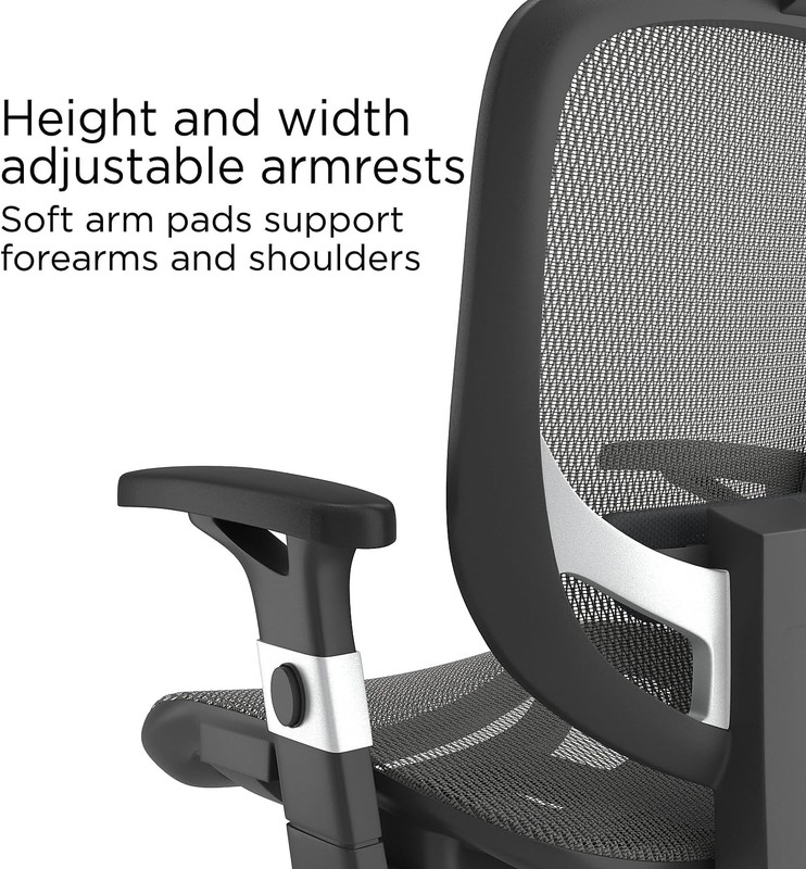 Hyken Ergonomic Task Chair with Lumbar Support & Mesh, Charcoal Gray4