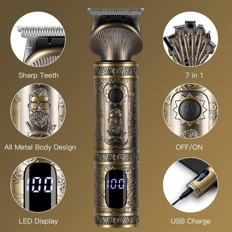 7-in-1 Beard Trimmer Kit for Men - Cordless T-Blade Hair Clipper & Grooming Set7