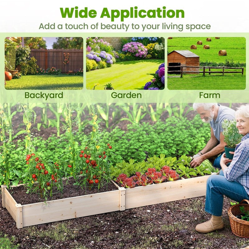 Wooden Raised Garden Bed, Elevated Patio Planter with 7 Planting Compartments fo6