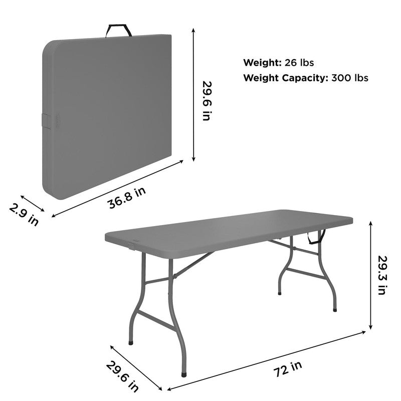 6 Ft. Fold-In-Half Banquet Table W/Handle, Gray5