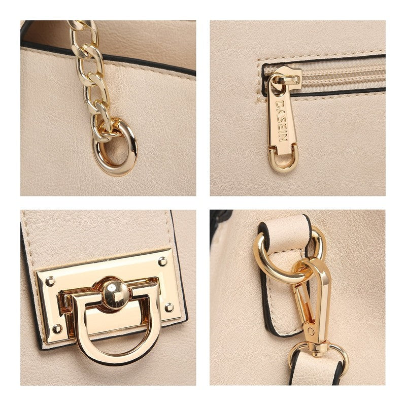Women Hobo Bag Vegan Leather Tote Chain Shoulder Satchel Bag with Clutch3