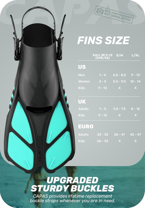 Travel Size Snorkel Fins Adjustable Open Heel Swim Fins for Diving Snorkeling1