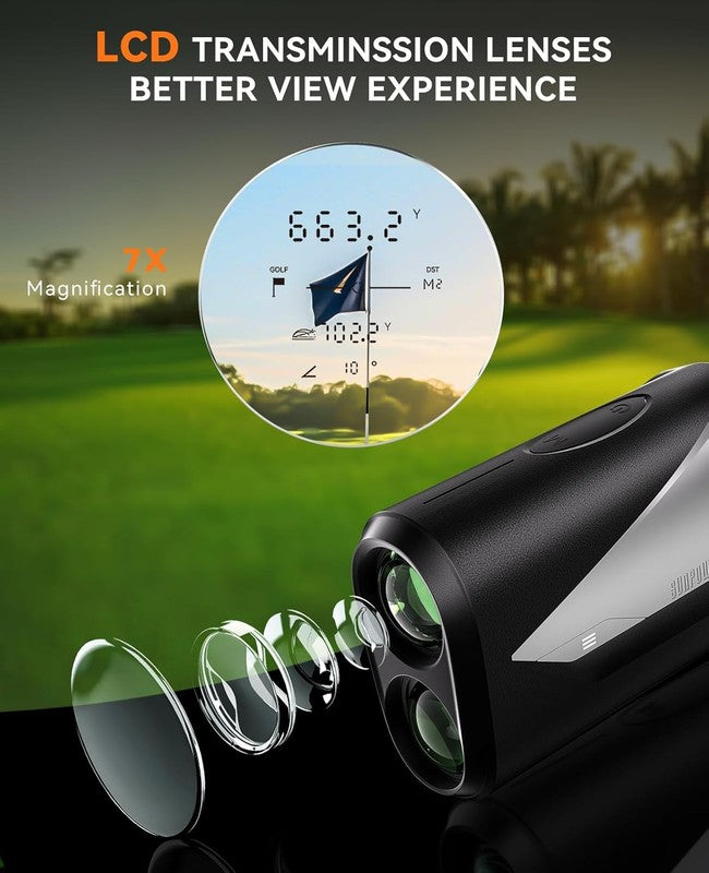 Golf Rangefinder 1000 Yds Slope 7X Magnification Rechargeable Lock Vibration1