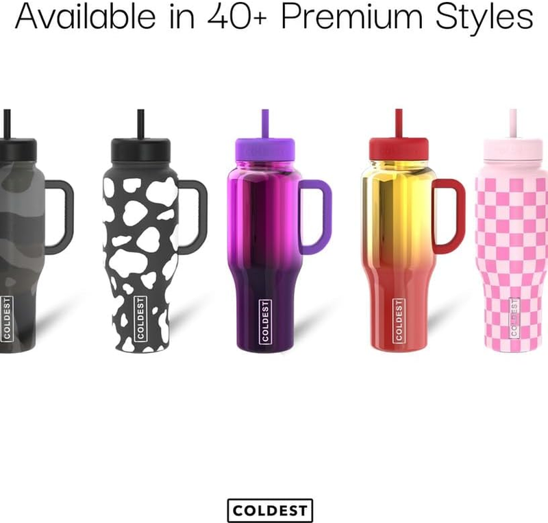 36oz Stainless Steel Insulated Tumbler with Handle Straw Leak Proof 3 Lids Pink2