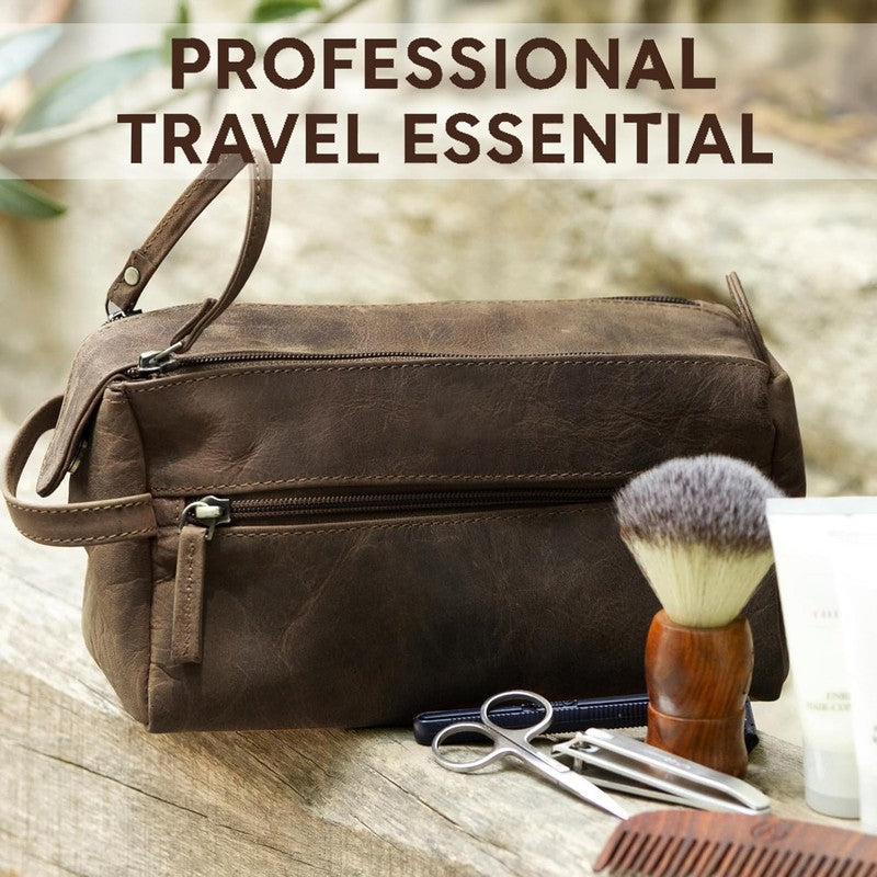 Leather Toiletry Bag Dopp Kit Travel Organizer Makeup Shaving Case4