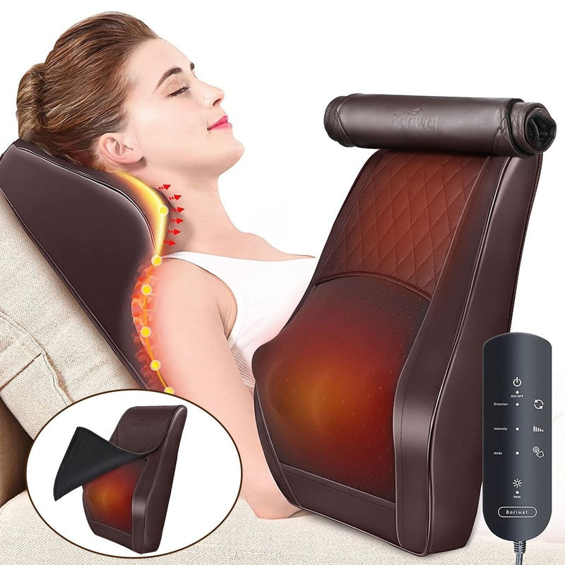 Neck & Back Massager w/ Heat & Vibration, 3D Shiatsu Deep Kneading Pillow, Brown9