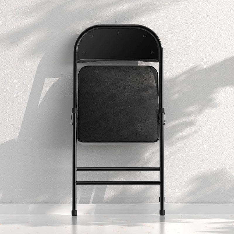 4 Pack Folding Chairs Padded Cushion Metal Frame Indoor Outdoor Black5