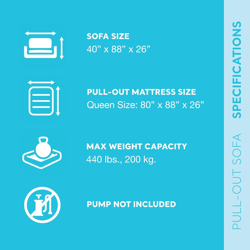 Inflatable Pull Out Sofa: Velvety Surface, 2 In 1 Valve, Cupholder, 46" X 88" X 1