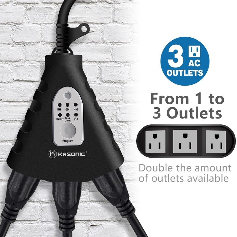 Dusk to Dawn Timer, 120V 1800 W 3 Outlets 100 Feet Range1