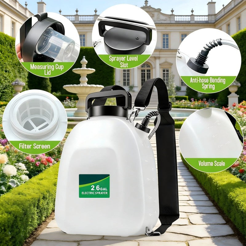 2.6 Gallon Battery Powered Backpack Sprayer Electric Garden Sprayer Adjustable N1
