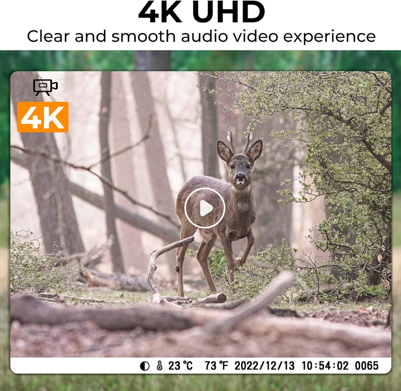 4K 48MP WiFi Trail Camera No-Glow Night Vision 0.2S Trigger 120° Cam3