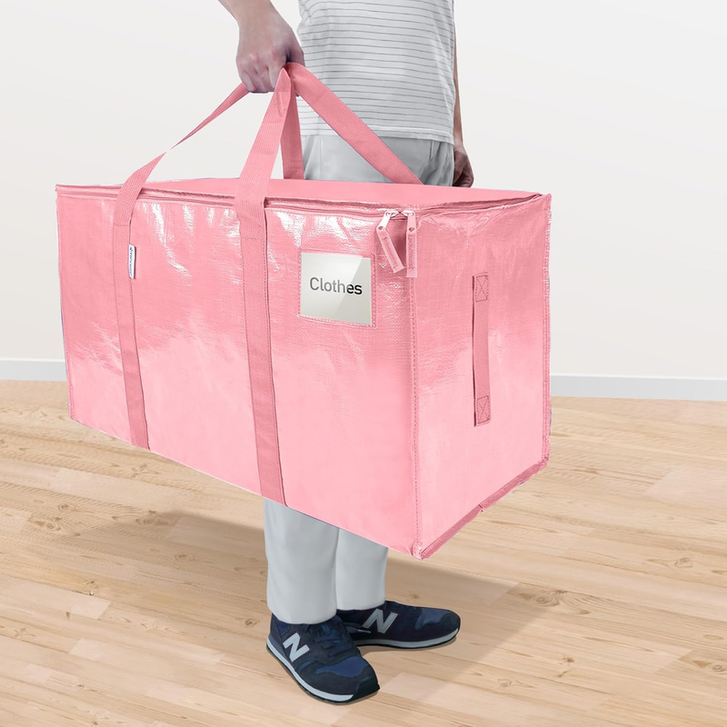 6 Pack Extra Large Heavy Duty Moving Bags Zipper Storage Totes Coral1