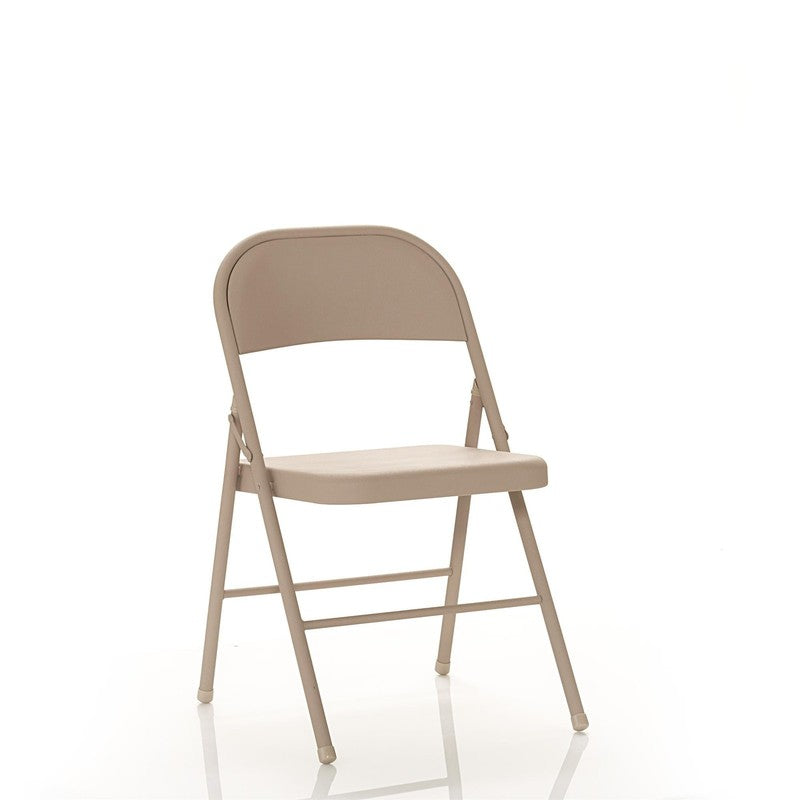 All Steel Metal Folding Chair, Beige, 4 Pack7
