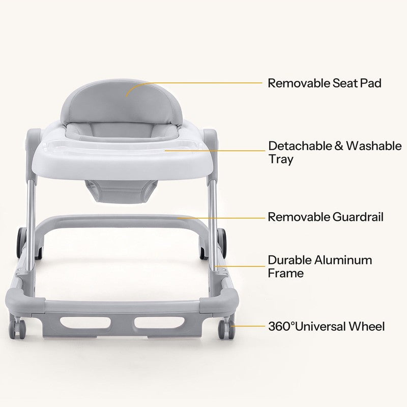 Baby Walker for Babies 6-18 Months, Anti-Rollover, Seat and Height Adjustable, W6