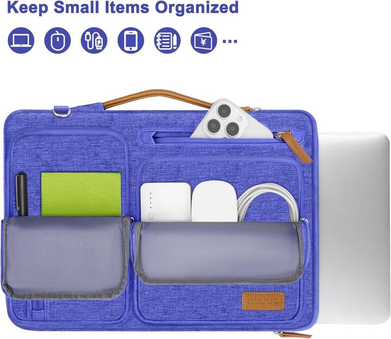 15.6 Inch Laptop Shoulder Bag 360 Protective Messenger 4 Zipper Pockets4