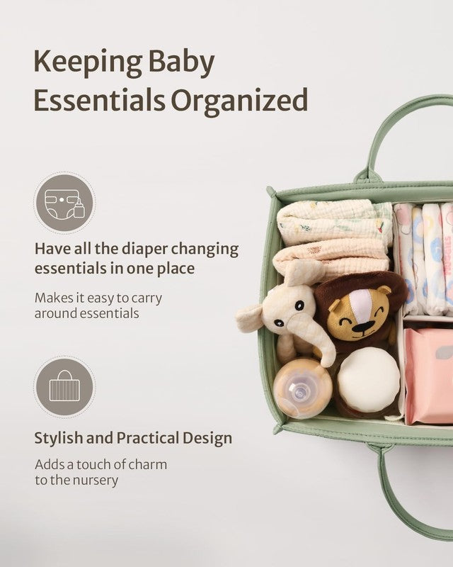 Baby Diaper Caddy Organizer Storage Basket Newborn Essentials Sage1