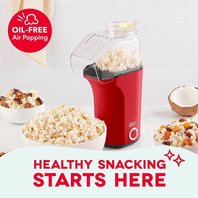 Fresh Pop Popcorn Maker   Oil Free, Air Popcorn Popper   with Measuring Cup & Re1