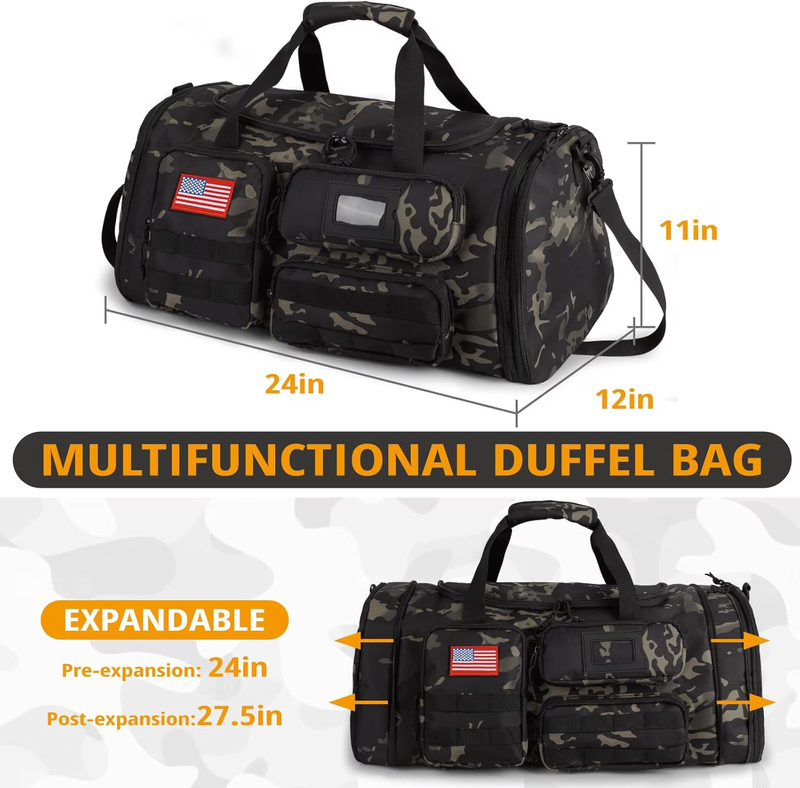 58L 3 in 1 Expandable Gym Travel Duffle Bag Backpack w/Shoe Compartment6