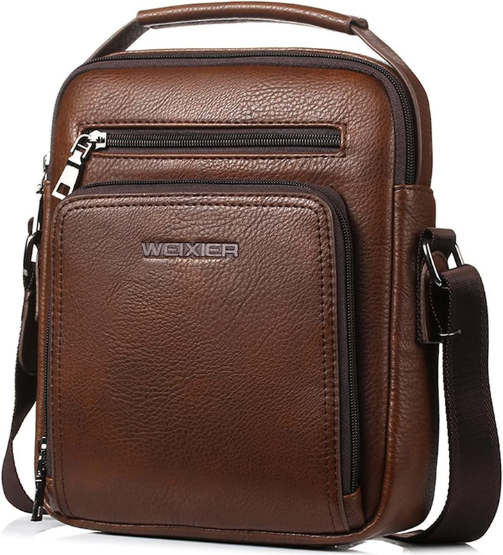 Vintage Leather Messenger Bag Crossbody Shoulder Bag Zipper Buckle Vintage Tote10