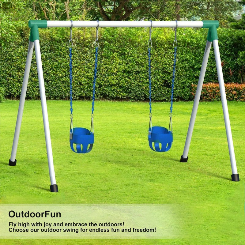 Baby Swing High Back Toddler Bucket Seat w/ Coated Chains & Carabiner, Blue2