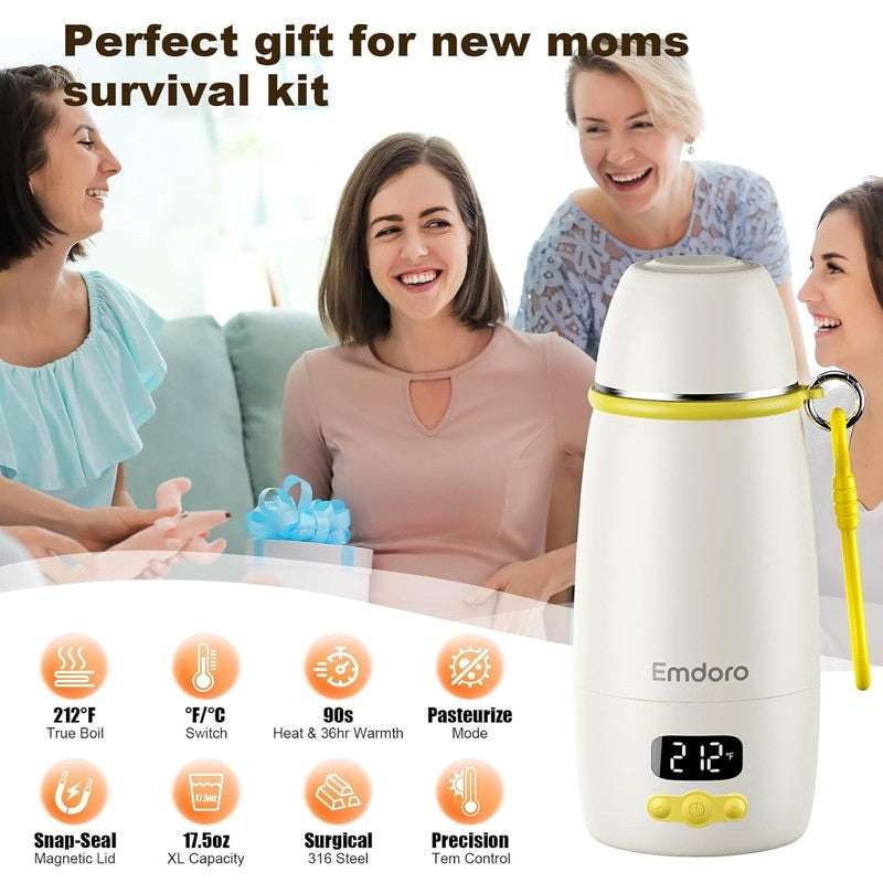Portable Baby Bottle Warmer 17.5oz Temp Control 212℉ 16000mAh Travel8
