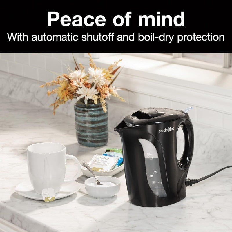 Electric Tea Kettle 1L 1000W Fast Boil Auto Shut Off Boil Dry Protection Black2