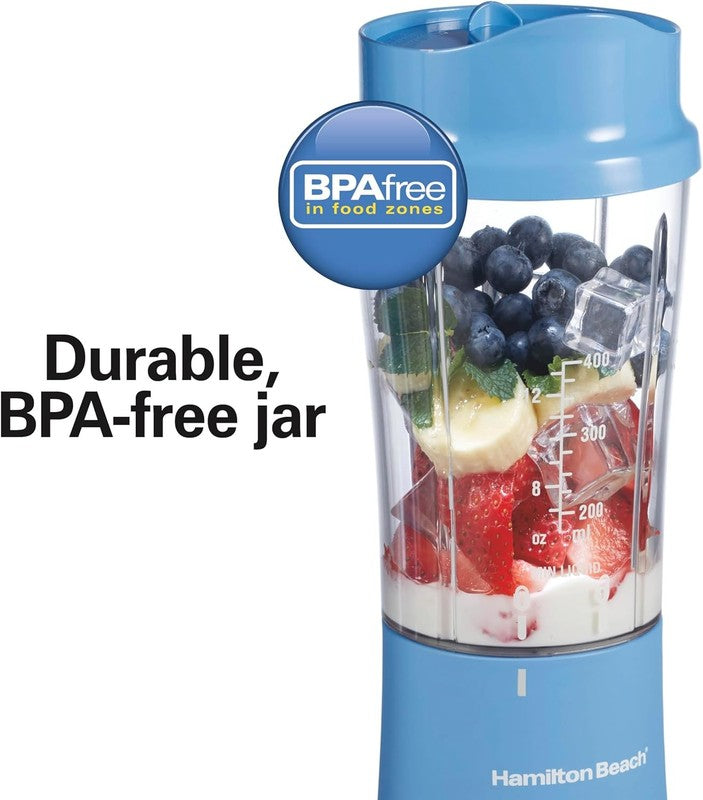 Portable Blender 14Oz BPA Free Cup & Lid, Stainless Steel Blades, Blue 511726