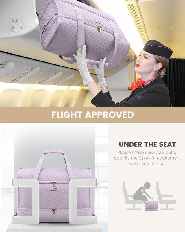 Large Women Weekender Duffle Bag Carry On Gym Travel w/ Shoe Compartment5