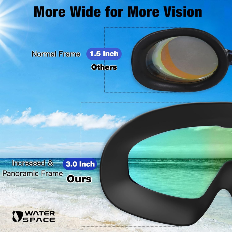 Men Women Swim Goggles 2 Pack Anti Fog 180° Wide View Pool Swim Gear6