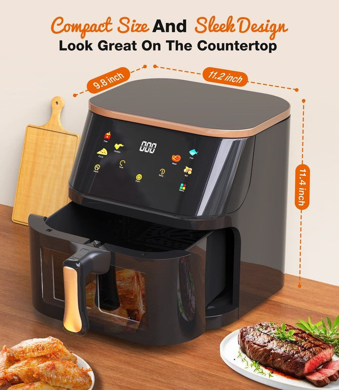 10QT Air Fryer Max 450°F 6 Preset Touch Pane View Window Oil Less Cooker Black2