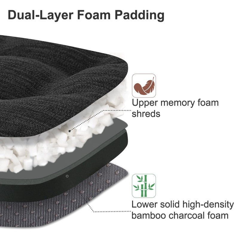 3.5" Tufted Dual-Layer Chair Cushions Set of 4 16.5"x16.5" Black2