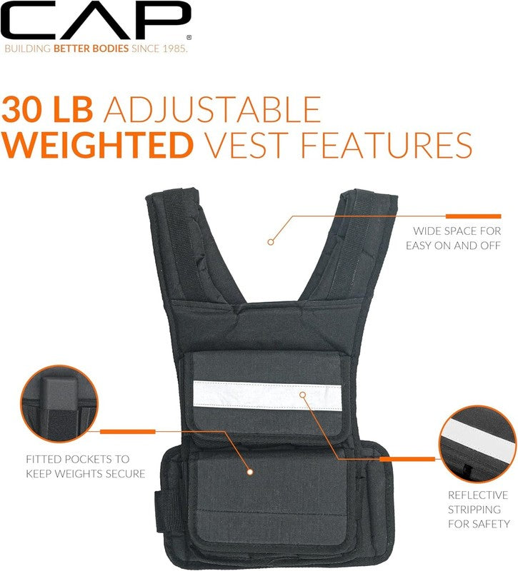 Adjustable Weighted Vest 30lb Heavy Duty Workout Vest Removable Weights3
