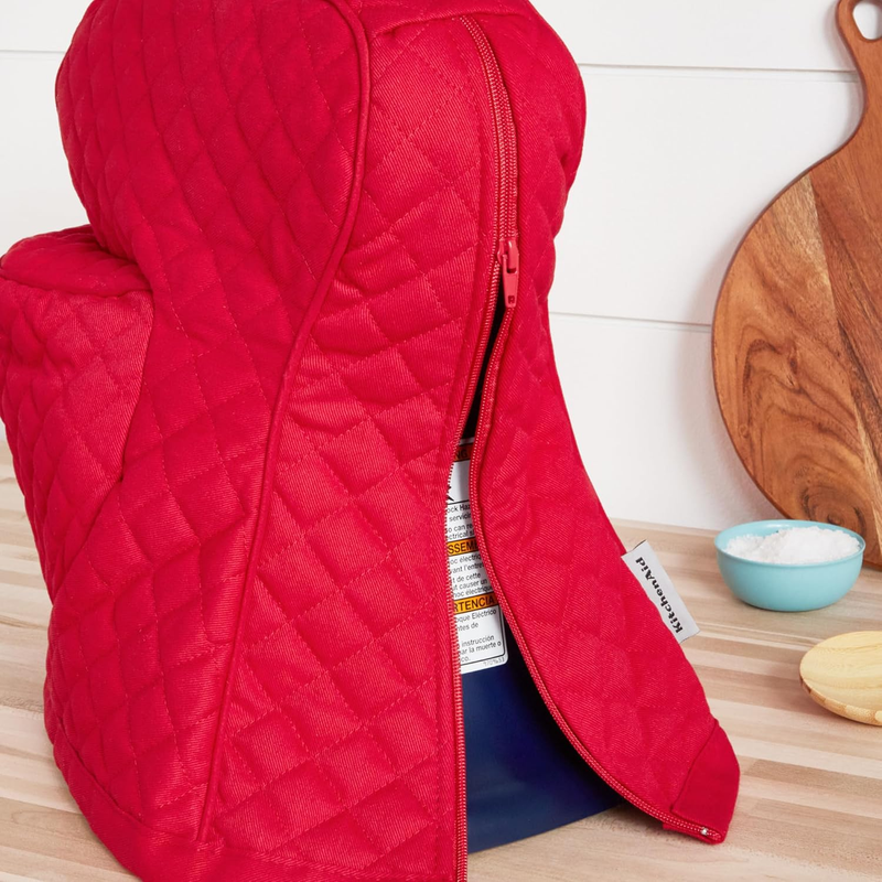KitchenAid Tilt Head Stand Mixer Cover Quilted Cotton Storage Pocket Red4