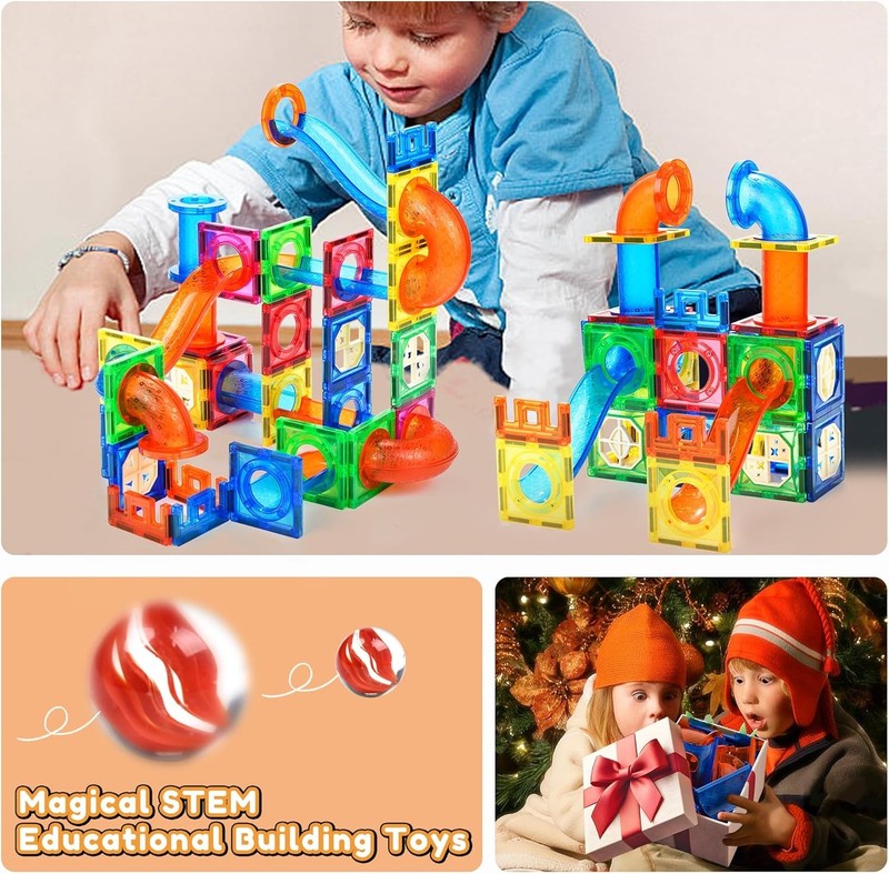 85PCS Marble Run Magnetic Tiles STEM Building Blocks Educational Toy Ages 5+4
