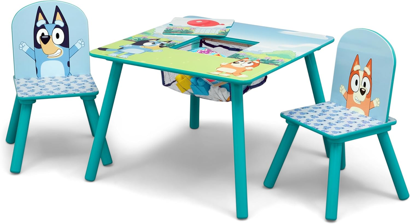Bluey Kids Table & 2 Chairs Set w/ Storage Greenguard Gold Certified Blue3