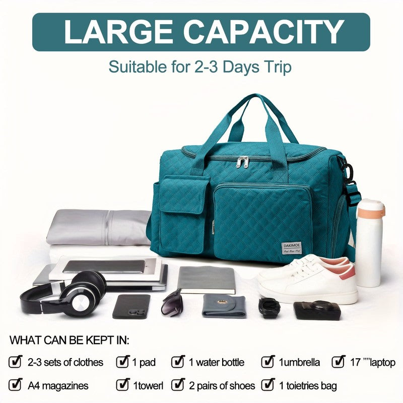 Travel Duffle Bag for Women Men, Weekender Overnight Bags Carry on Gym Bag with6