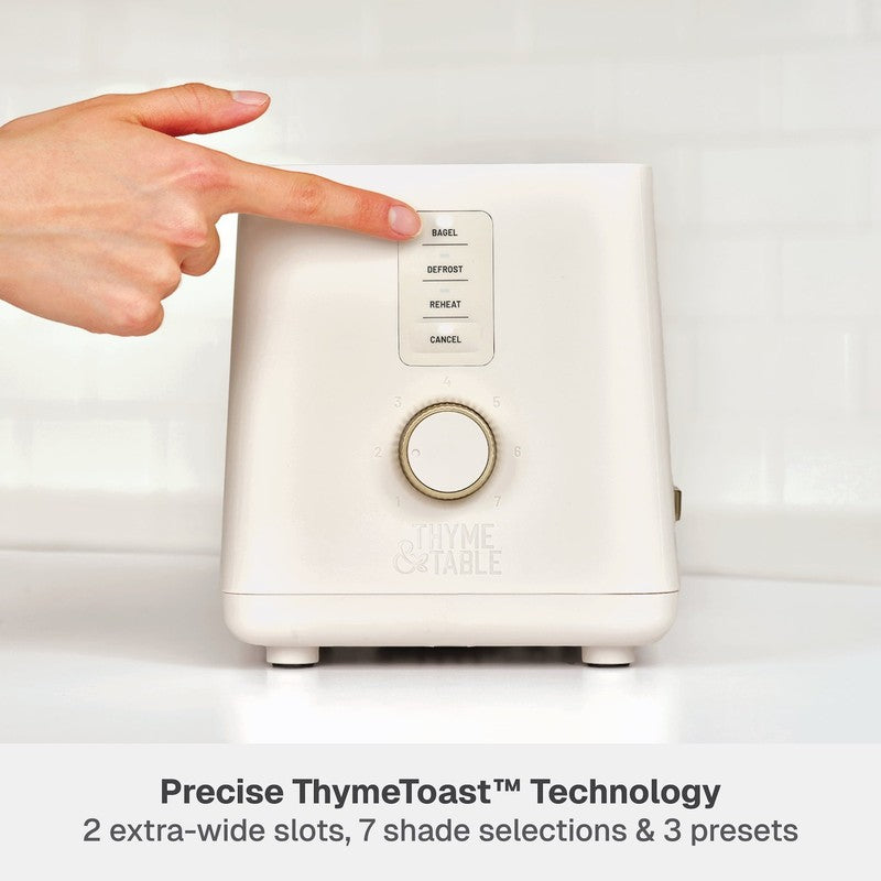 2 Slice Toaster Extra Wide Slots Slide Out Removable Crumb Tray Sand White3