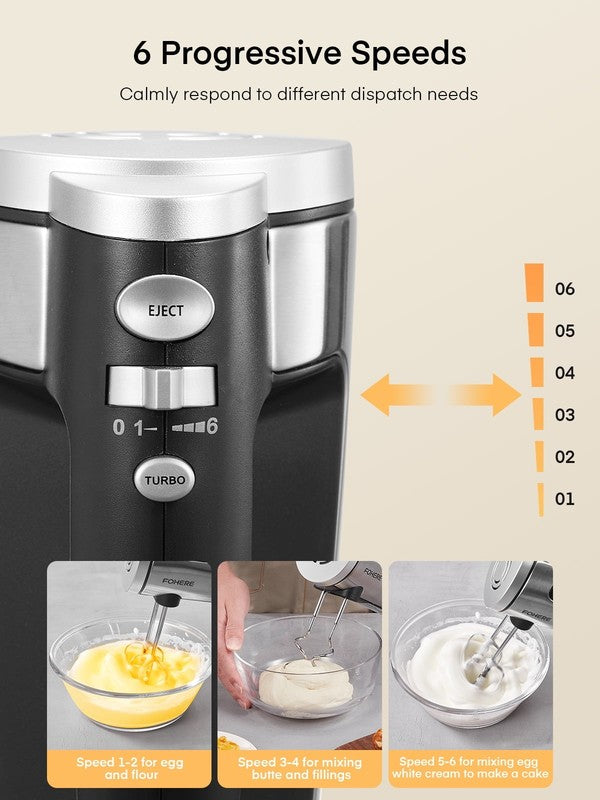 Hand Mixer Electric 6 Speed 300W Turbo Kitchen Handheld Mixer Self-Control Speed4