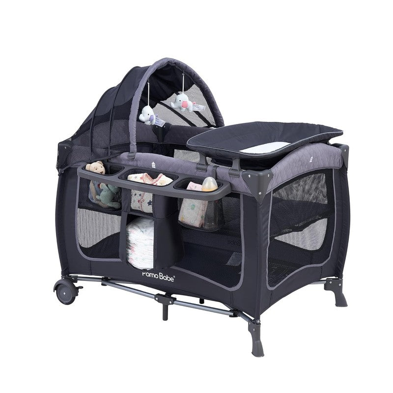 Baby Playard with Canopy, Portable Crib with Changing Table6