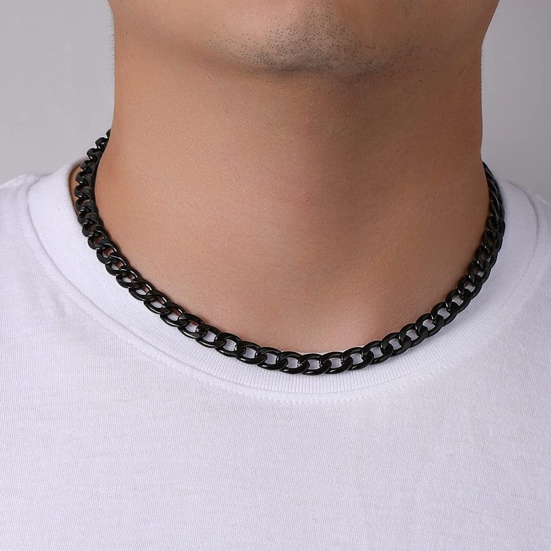 Layered Black Cross Necklaces for Men Cuban Figaro Chain Set Gift for Dad5