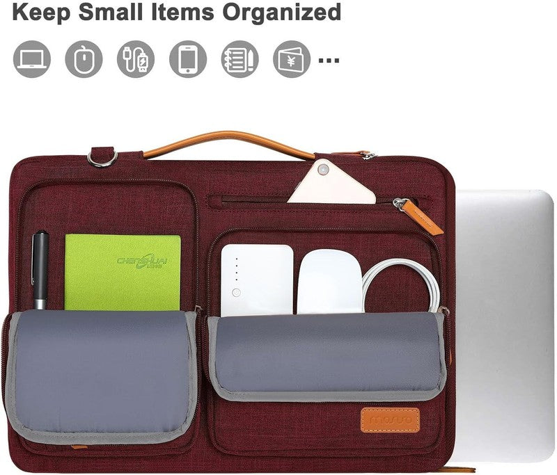 15.6 Inch Laptop Shoulder Bag 360 Protective Messenger 4 Zipper Pockets3