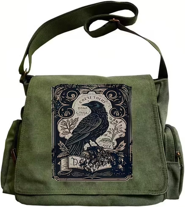 Pattern Messenger Bag Cute Canvas Crossbody Shoulder Handbag Pockets Unisex7