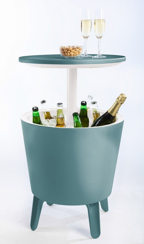 Modern 2-in-1 Cooler & Side Table Outdoor Patio Bar Teal3