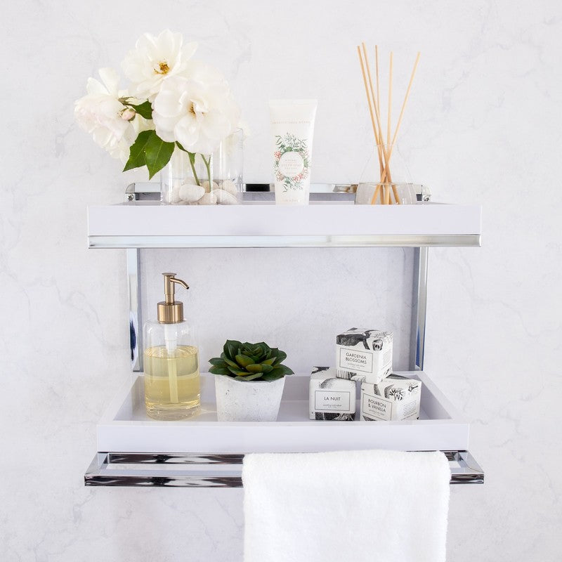 Danya B. 2-Tier Wall Shelving Unit with Towel Rack - Stylish & Functional2