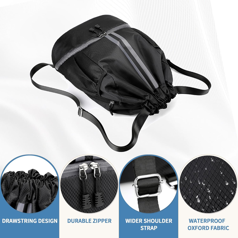 Drawstring Gym Bag with Shoe Compartment Water Resistant Sports Backpack Cinch7
