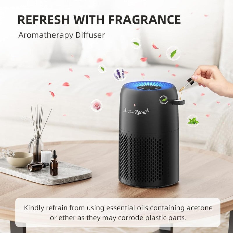 Aromaroom Air Purifier AP100 B Black HEPA13 Quiet 22dB for Pets Smoke Dust7